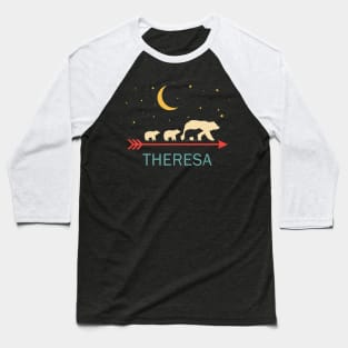 Theresa Name Gift Personalized Mama Bear With 3 Cubs Baseball T-Shirt